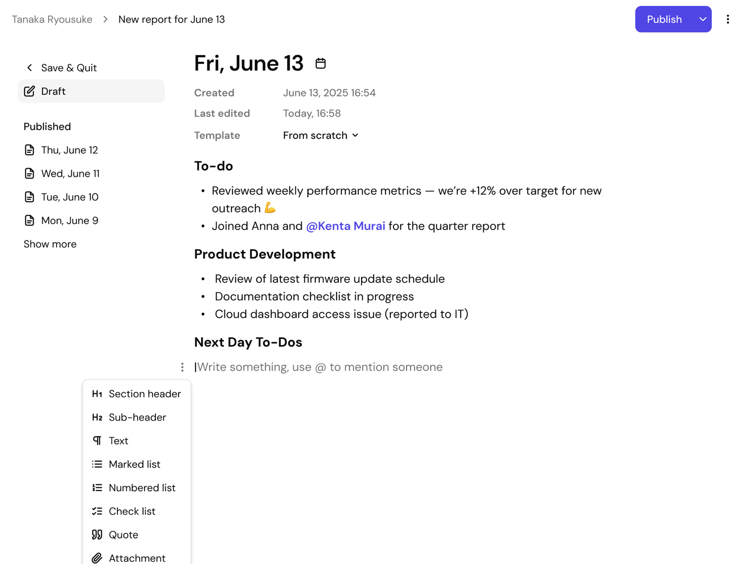 CrossCom structured report editor